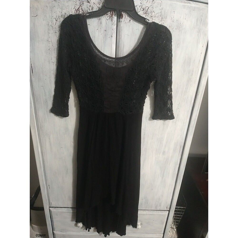 Free People Embroidered Crocet Lace Dress Bl y2k Whimsygoth Fairy Grunge Cottage